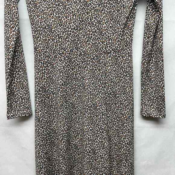 Banana Republic Animal Print Long Sleeve Women's Midi Dress Size XS - Picture 4 of 14